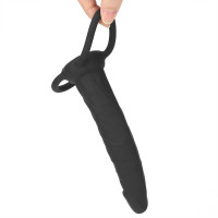 Анальна насадка Lovetoy Silicone Fantasy Double Prober, чорна — Просмотреть изображение 7