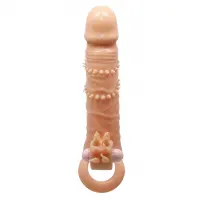 Насадка на пеніс з вібрацією Pretty Love Penis Sleeve Connor, тілесна — Просмотреть изображение 3
