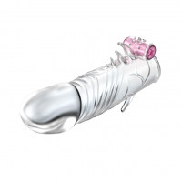 Насадка на пеніс з вібрацією Penis Sleeve For Men, прозора — Просмотреть изображение 4
