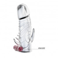 Насадка на пеніс з вібрацією Penis Sleeve For Men, прозора — Просмотреть изображение 5