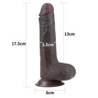 Фалоімітатор Sliding Skin Dual Layer Dong з закритою голівкою, коричневий — Переглянути зображення 3