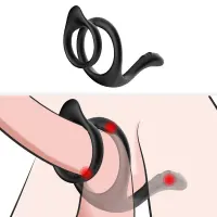 Насадка на член B - Series Joy Tail Cock Ring Stay Hard, чорна — Просмотреть изображение 6
