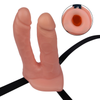 Подвійний страпон Lovetoy Unisex Hollow Double Penetrator, тілесний