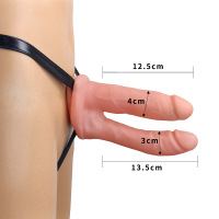 Подвійний страпон Lovetoy Unisex Hollow Double Penetrator, тілесний — Просмотреть изображение 5