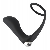 Вібростимулятор простати з ерекційним кільцем Black Velvets Vibrating Ring & Plug, чорний