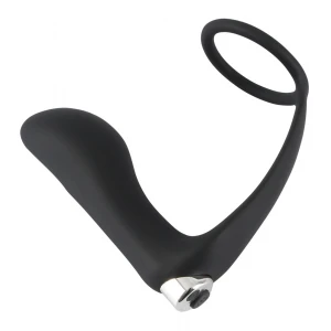 Вібростимулятор простати з ерекційним кільцем Black Velvets Vibrating Ring & Plug, чорний