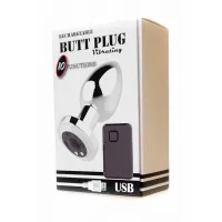Анальна пробка з вібро Rechargeable Butt Plug USB 10 Functions - Silver — Переглянути зображення 3