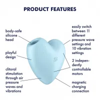 Вакуумний стимулятор клітора для жінок з вібрацією Satisfyer Cutie Heart, блакитний — Переглянути зображення 2