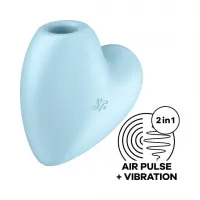 Вакуумний стимулятор клітора для жінок з вібрацією Satisfyer Cutie Heart, блакитний — Переглянути зображення 3