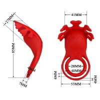 Віброкільце для члена Pretty Love Vibrant Penis Ring Ruben, червоне — Переглянути зображення 8