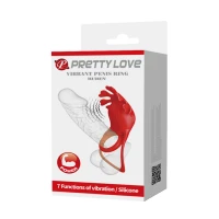 Віброкільце для члена Pretty Love Vibrant Penis Ring Ruben, червоне — Переглянути зображення 11
