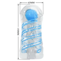 Мастурбатор Pretty Love Transparent Spiral Masturbator, блакитний — Переглянути зображення 9