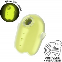 Вакуумний стимулятор клітора для жінок з вібрацією Satisfyer Glowing Ghost, жовтий