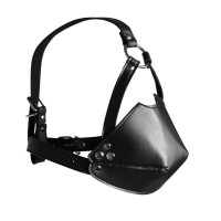 Маска-кляп Head Harness with Mouth Cover and Solid Ball Gag, чорна — Переглянути зображення 3