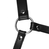 Маска-кляп Head Harness with Mouth Cover and Solid Ball Gag, чорна — Переглянути зображення 9