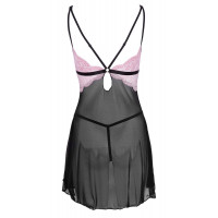 Пеньюар Babydoll, чорно-рожевий, S