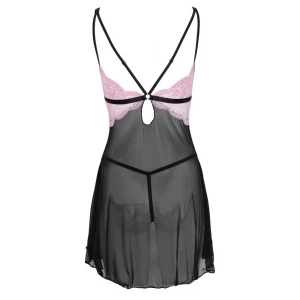 Пеньюар Babydoll, чорно-рожевий, S