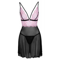 Пеньюар Babydoll, чорно-рожевий, S — Просмотреть изображение 7