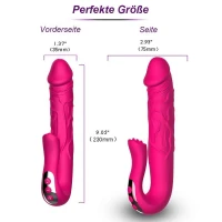 Подвійний вібростимулятор B-Series Realistic Tongue Stimulating, червоний — Просмотреть изображение 2