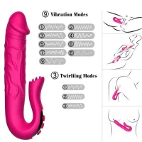Подвійний вібростимулятор B-Series Realistic Tongue Stimulating, червоний — Просмотреть изображение 4