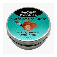 Масажна свічка 5th Paradise Erotic Massage Candle Sparkling Strawberry, полуниця і шампанське, 30 мл
