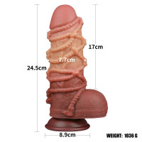 Фалоімітатор Dual-Layered Silicone Nature Cock 9.5, коричневий — Просмотреть изображение 5