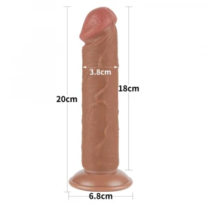 Фалоімітатор 8'' SLIDING SKIN DUAL LAYER DONG BROWN