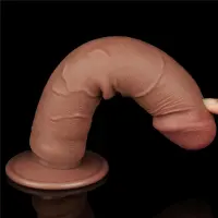 Фалоімітатор 8'' SLIDING SKIN DUAL LAYER DONG BROWN — Переглянути зображення 5