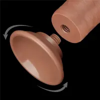 Фалоімітатор 8'' SLIDING SKIN DUAL LAYER DONG BROWN — Переглянути зображення 6
