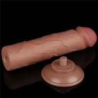 Фалоімітатор 8'' SLIDING SKIN DUAL LAYER DONG BROWN — Переглянути зображення 8