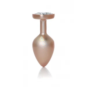 Анальна пробка B-Series Plug Jewellery Pearl Gold Heart, металева, прозора, M