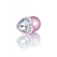 Анальна металева пробка Plug-Jewellery Pearl Pink Heart PLUG- Clear L — Просмотреть изображение 3