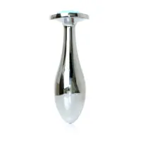 Анальна пробка Boss Series Plug Jewellery Silver, металева, світло-блакитна, L — Переглянути зображення 7