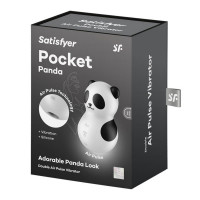 Вакуумний стимулятор клітора для жінок з вібрацією Satisfyer Pocket Panda, чорно-білий