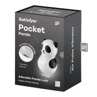 Вакуумний стимулятор клітора для жінок з вібрацією Satisfyer Pocket Panda, чорно-білий
