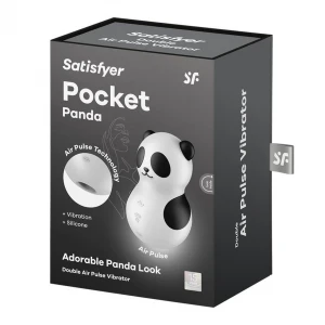 Вакуумний стимулятор клітора для жінок з вібрацією Satisfyer Pocket Panda, чорно-білий
