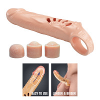Насадка  на пеніс PRETTY LOVE PENIS SLEEVE, TPE,3 removeable 1 inch extenders — Просмотреть изображение 3
