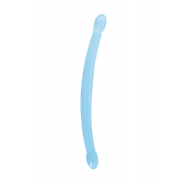 Двокінцевий фалоімітатор Realrock Crystal Clear Double Dildo 17, голубий, 42 см