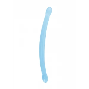 Двокінцевий фалоімітатор Realrock Crystal Clear Double Dildo 17, голубий, 42 см