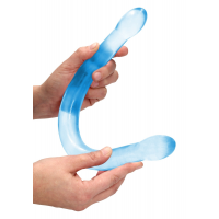 Двокінцевий фалоімітатор Realrock Crystal Clear Double Dildo 17, голубий, 42 см — Просмотреть изображение 3
