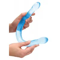Двокінцевий фалоімітатор Realrock Crystal Clear Double Dildo 17, голубий, 42 см — Переглянути зображення 4