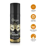 Збуджуючий гель з ефектом вібрації Orgie Dual Vibe! Liquid Vibrator Pina Colada, піна колада, 15 мл — Переглянути зображення 2