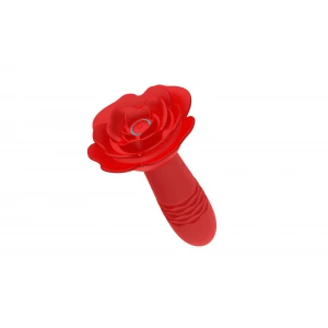 Анальна червона вібро пробка Rose rotating anal plug