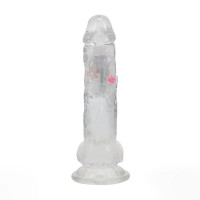 Фалоімітатор з вібро LED Vibrating Straight Cock with Balls - 20 cm - Transparent — Просмотреть изображение 3