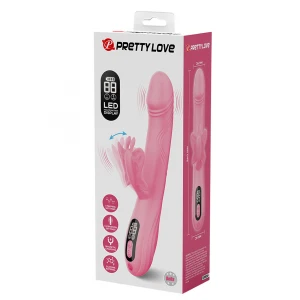 Вібратор-кролик PRETTY LOVE Bella Pink, силікон, рожевий, метелик, подвійна стимуляція