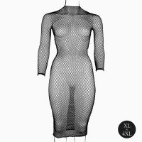 Жіноча довга сукня з сітчастою структурою та коміром-гольф Le Désir Long Dress Fishnet, чорна — Просмотреть изображение 10