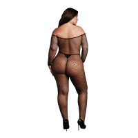 Жіночий боді-комбінезон із сітки Le Désir Off Shoulder Fishnet Bodystocking, чорний — Просмотреть изображение 4