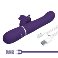 Вібратор-кролик PRETTY LOVE Twinkled Tenderness Purple, силікон, фіолетовий, подвійна стимуляція — Переглянути зображення 2