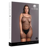 Жіноча коротка сукня з сітчастою структурою та тонкими бретелями Le Désir Short Fishnet Dress, чорна — Переглянути зображення 2