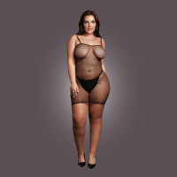 Жіноча коротка сукня з сітчастою структурою та тонкими бретелями Le Désir Short Fishnet Dress, чорна — Просмотреть изображение 7